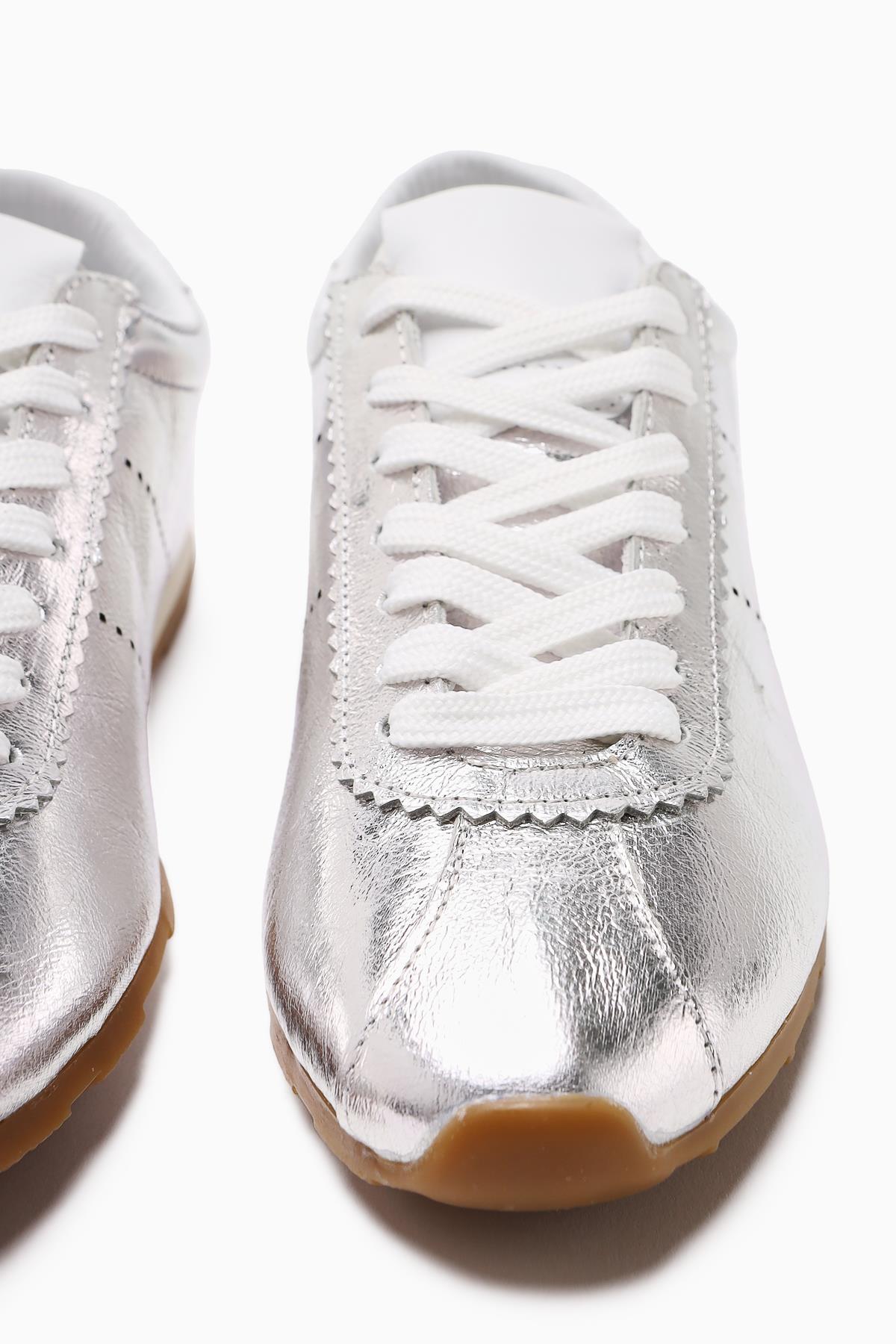 Genuine Leather Alisa Gold Laced Casual Women's Shoes