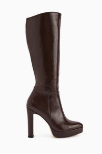 Ariya Coffee Platform Heeled Zipper Women's Boot