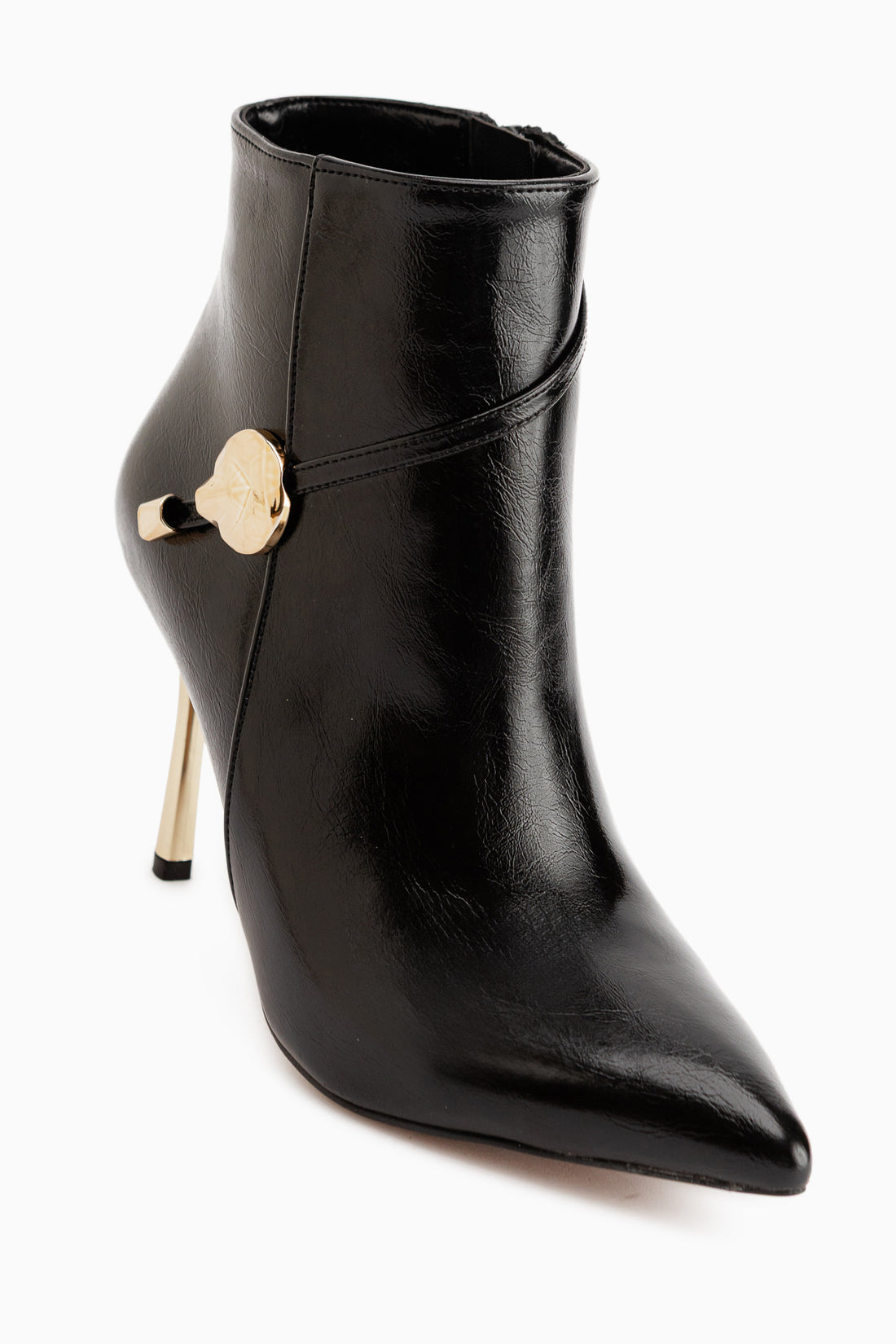 Kitty Schwarz Schnalle Detail Damen Stiefel