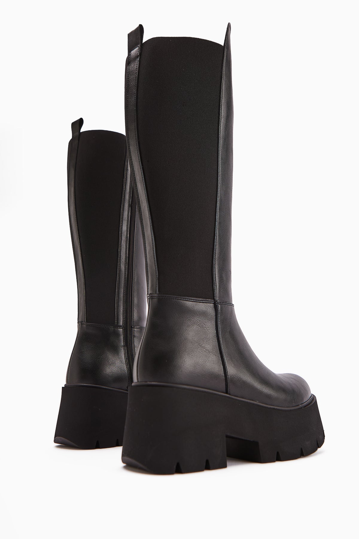 Sannah Black Platform Heeled Women's Boots