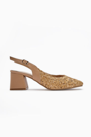 Ronja Damen Geflochtene Sandale mit Strohdetail und Quadratischer Spitze