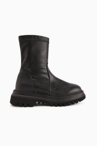 Laimi Schwarz Dicke Sohle Ovaler Zeh Damen Stiefel