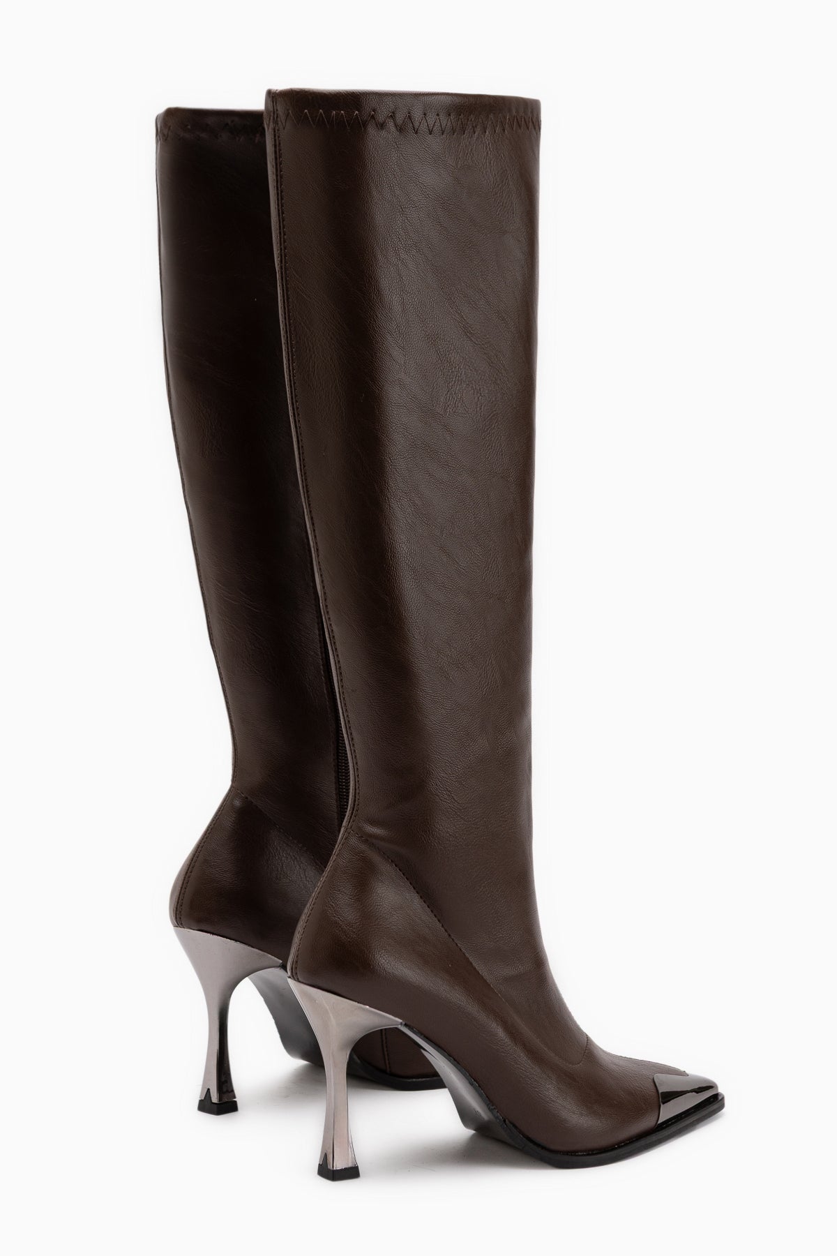 Gretta Braune Stretch Absatzstiefel
