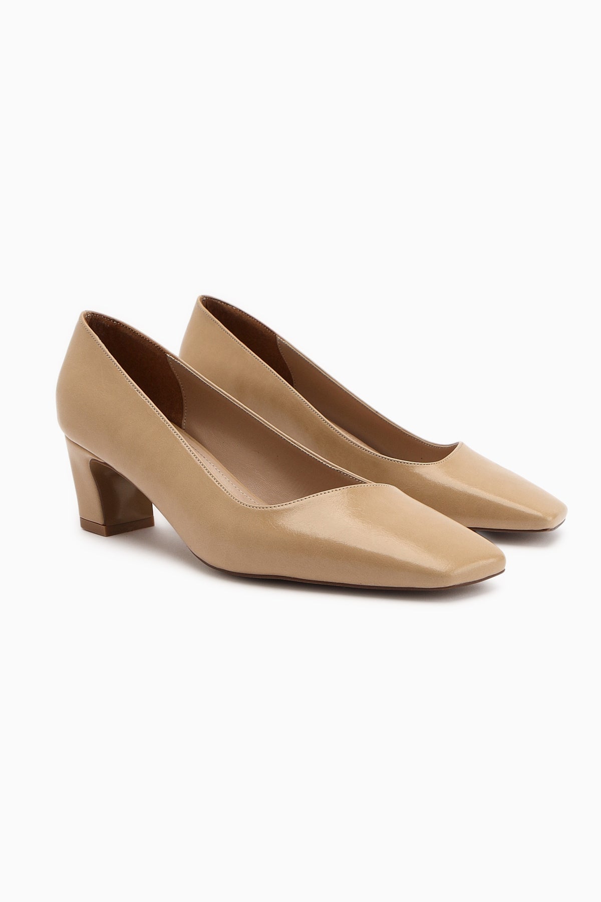 Jelina Beige Chunky Heeled Women's Shoes