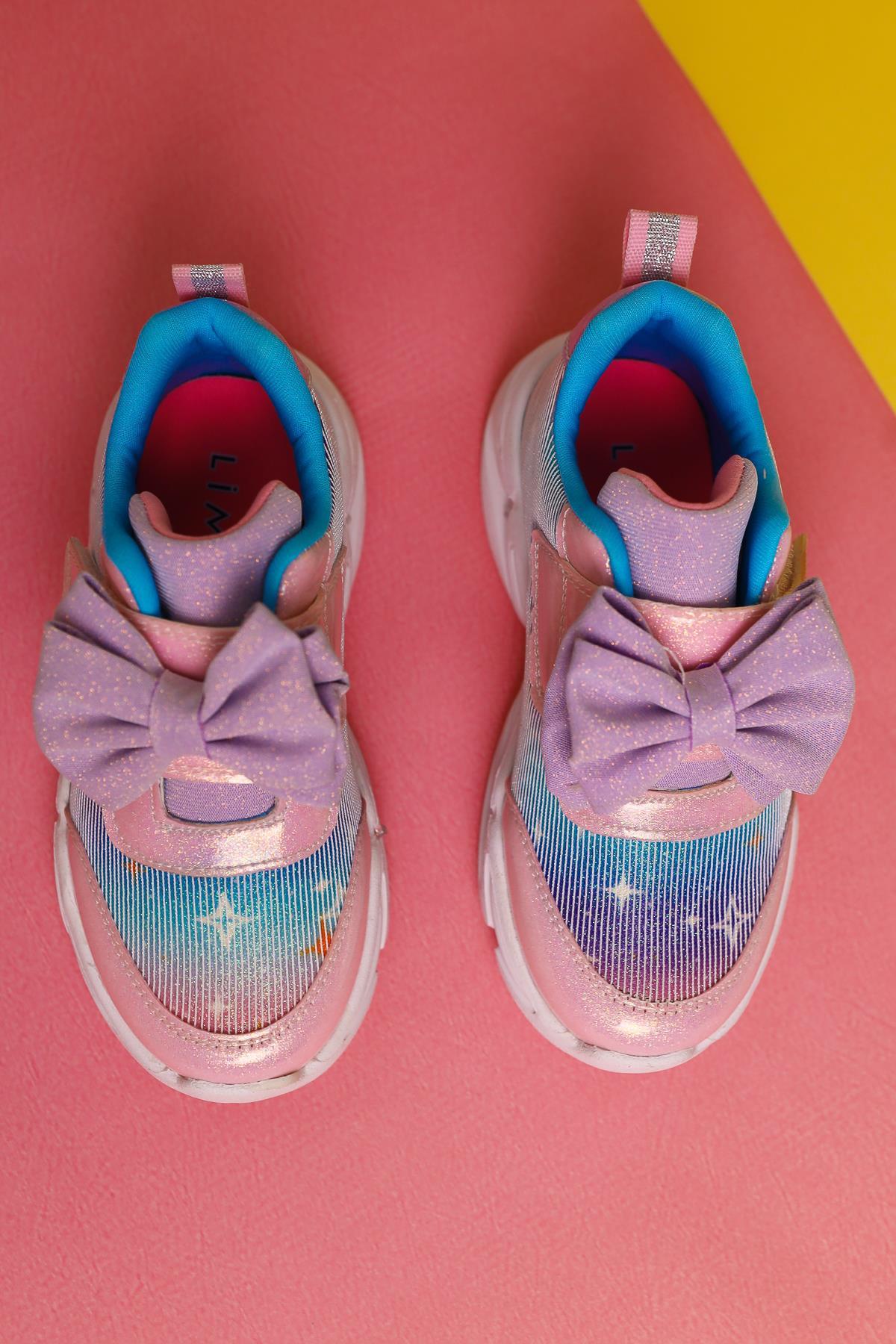 Gaia Puderrosa Kinder Sportschuhe mit Schleifendetail und Leuchtfunktion