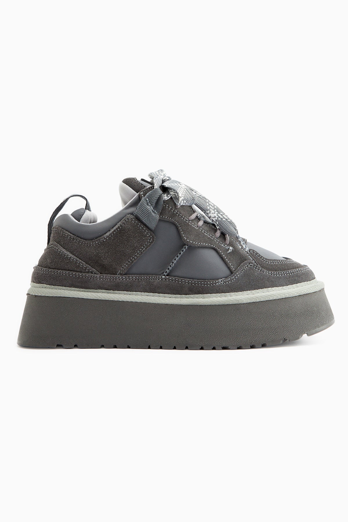 Rita – Grau Velours Sneaker mit Plateau (Damen)