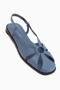 Cally Echtes Leder Blau Elastisch Damen Sandale