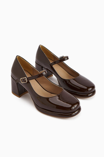 Junis Coffee Patent Leather Women's Platform Heels