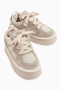 Rita – Beige Velours Sneaker mit Plateau (Damen)
