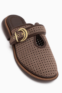 Elona Beige Buckled Women’s Slippers