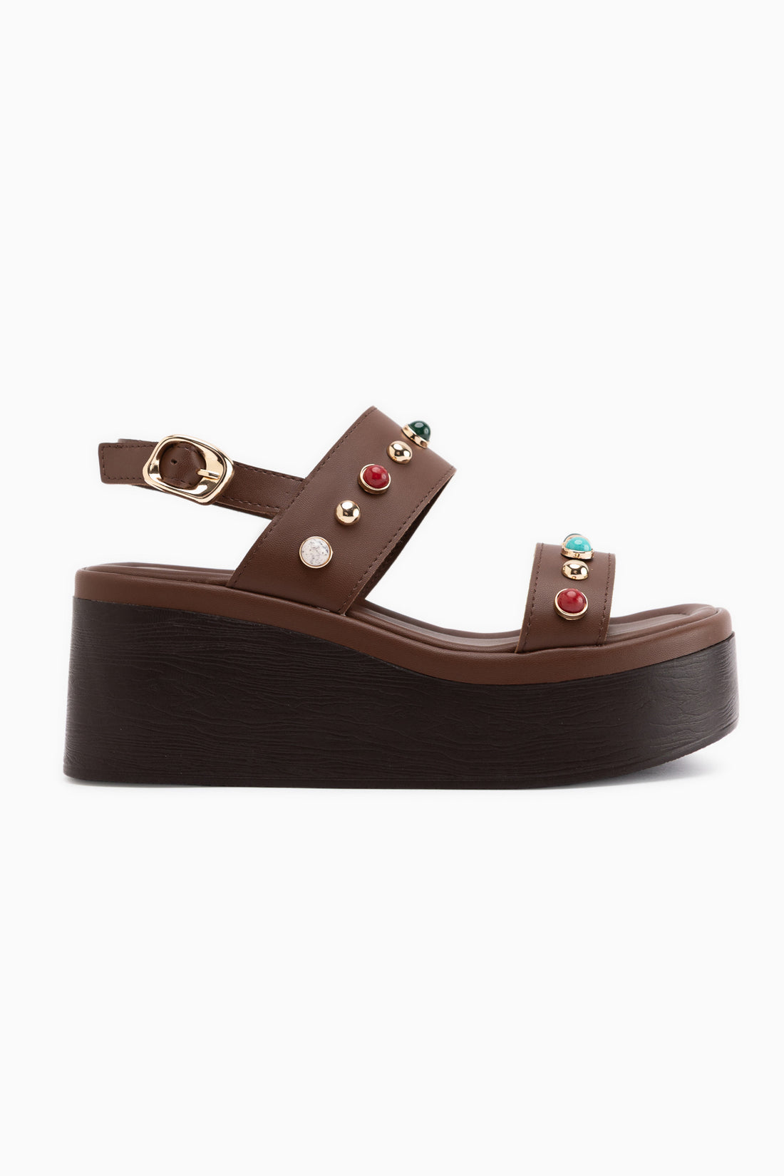 Mariah Braun Perlen Detail Damen Keil Sandale