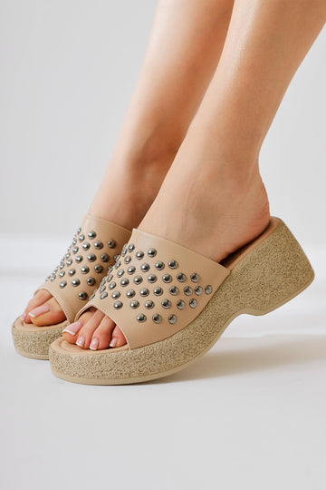 Fenthe Nude Nietenbesetzte Chunky Sole Slides