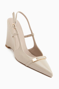 Phia Beige Schnalle Keil Damen Sandale