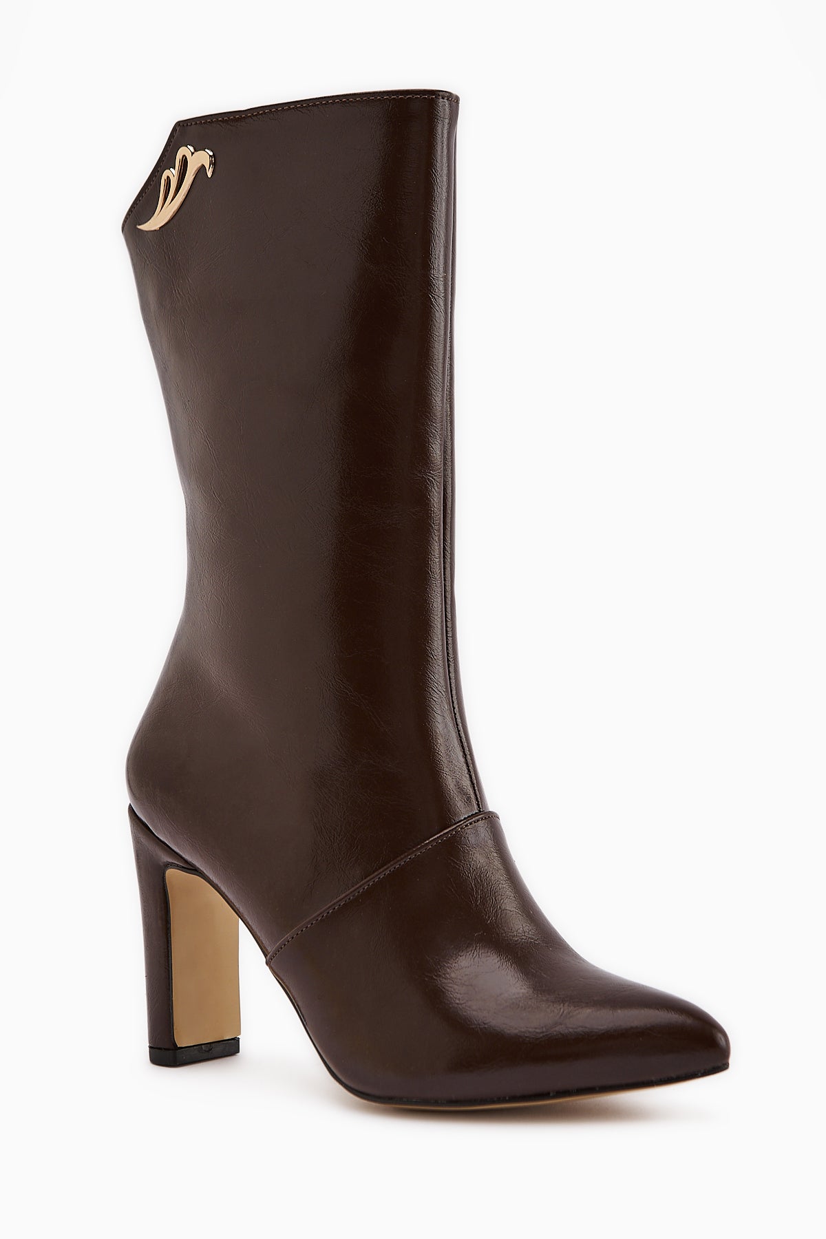 Aria Brown Crocodile Pattern Heeled Women's Boots