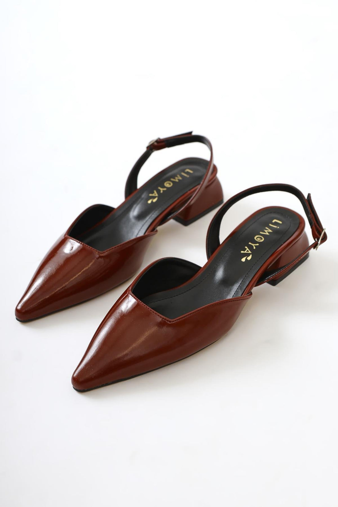 Bess Claret Red Patent Leather Pointed Toe Low Heel Shoes