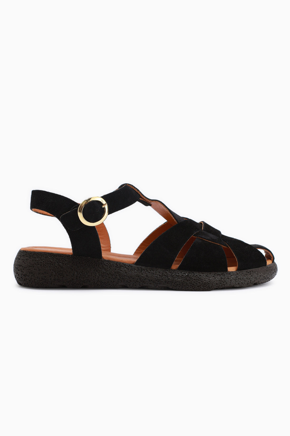 Henrika Echtes Leder Schwarz Wildleder Damen Sandale