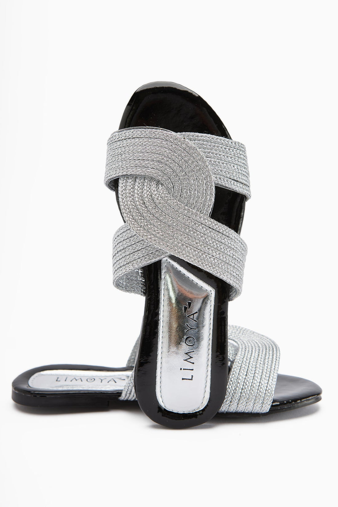 Nihaal Silber Kreuz-Riemen Flache Damen Hausschuhe