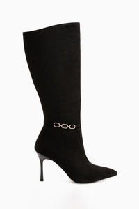 Patty Black Suede Slim Heeled Women’s Boots