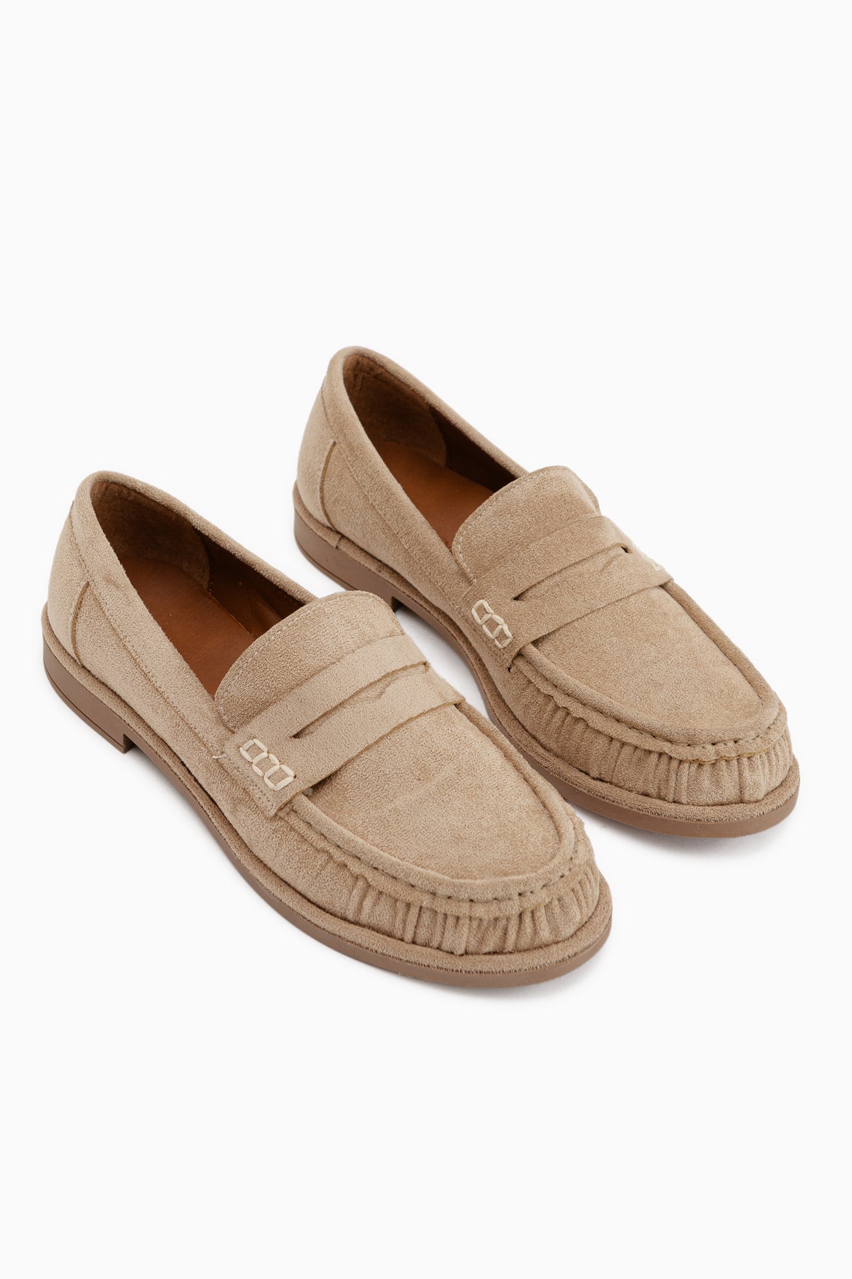 Carmel Beige Wildleder Penny Loafer Damen Schuhe