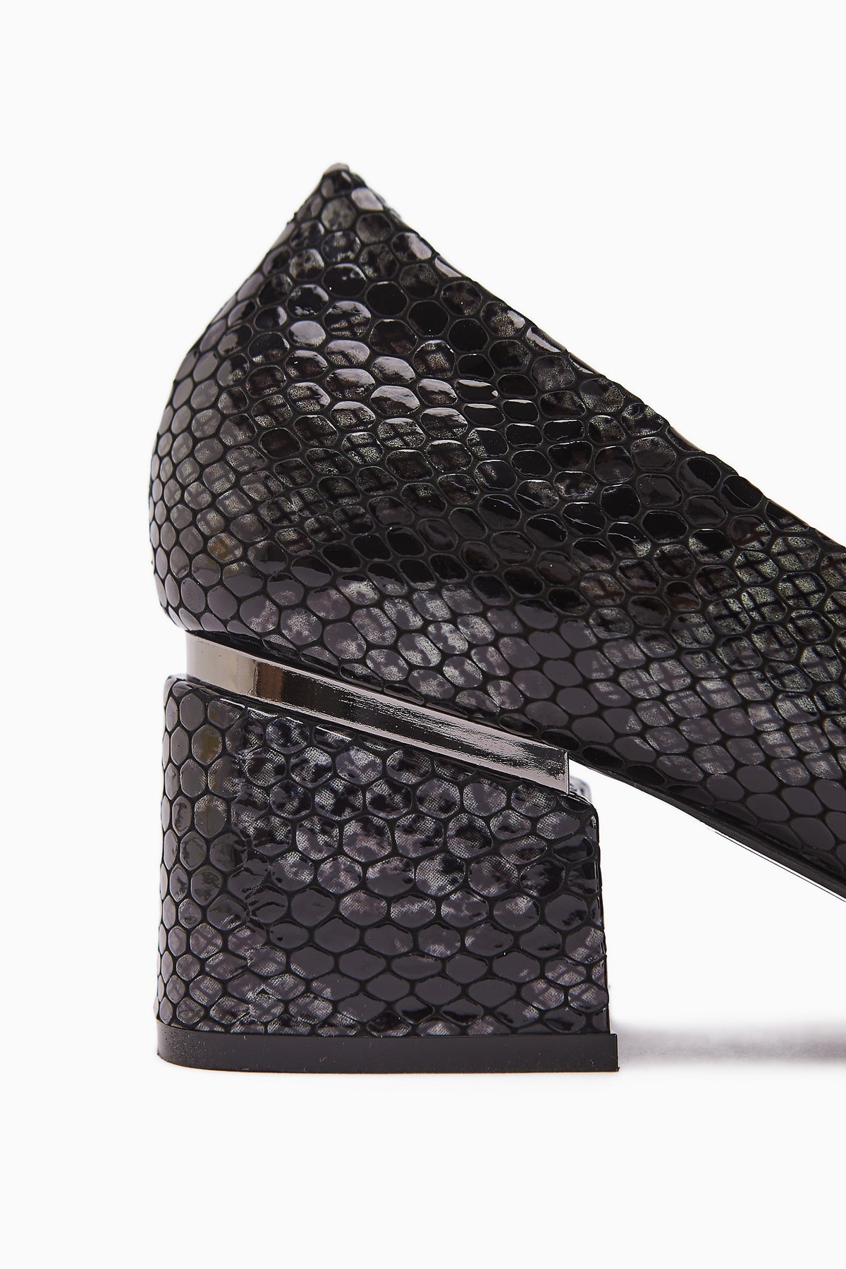Emelia Genuine Leather Black Snake Print Women's Heeled Shoes