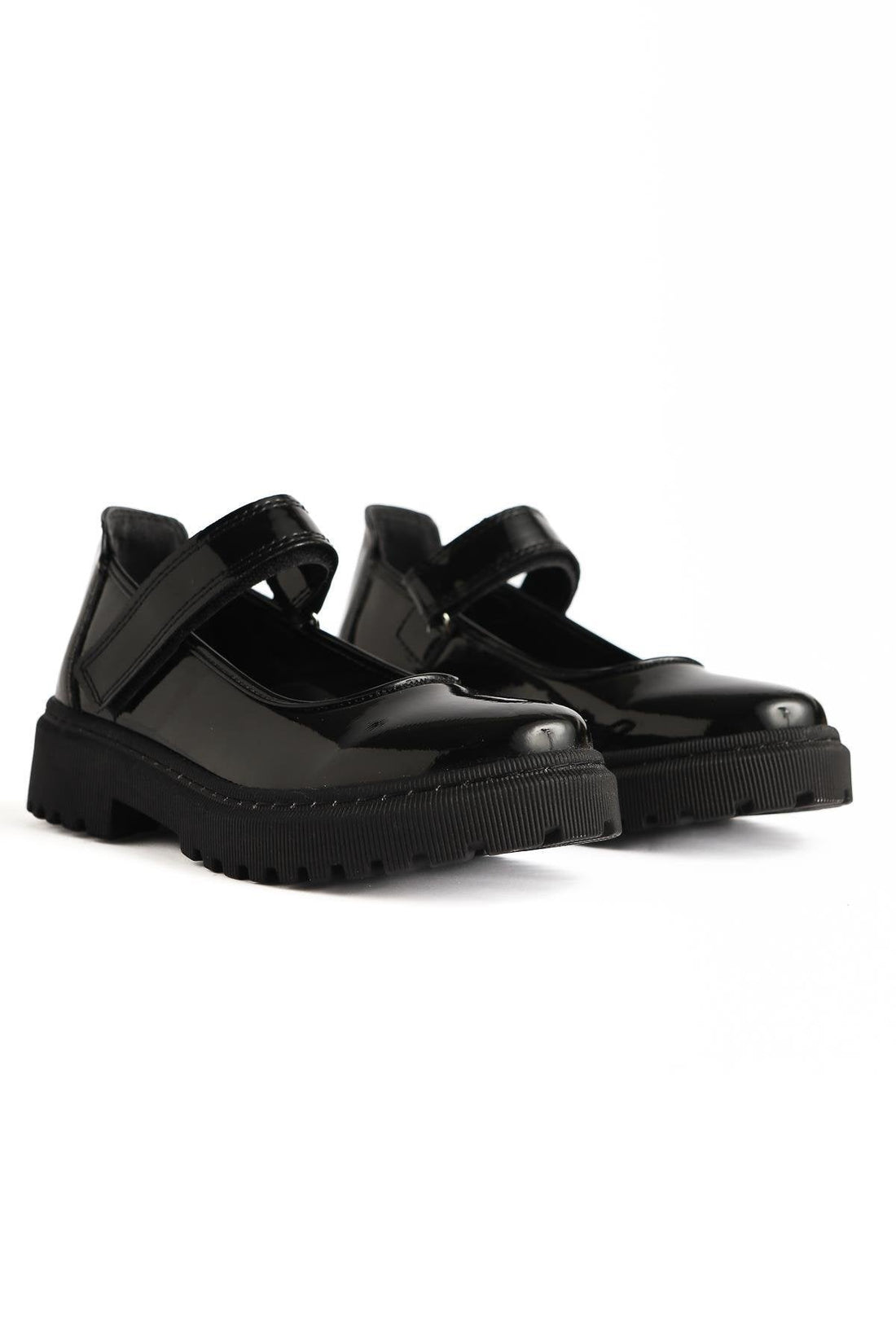 Fiona – Schwarz Lack-Schuh mit Klettverschluss-Detail (Kinder)