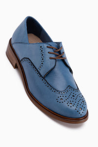 Dena Echtes Leder Blau Schnür-Brogue Oxford Damen Schuhe