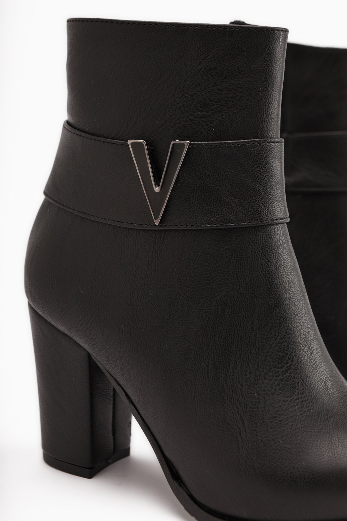 Elvia Black Buckled Chunky Heel Boots