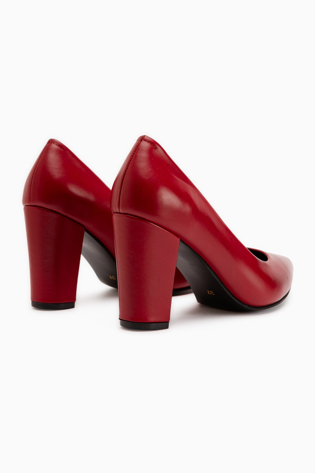 Emily Echtes Leder Rote Dicke Absatz Damen Schuhe