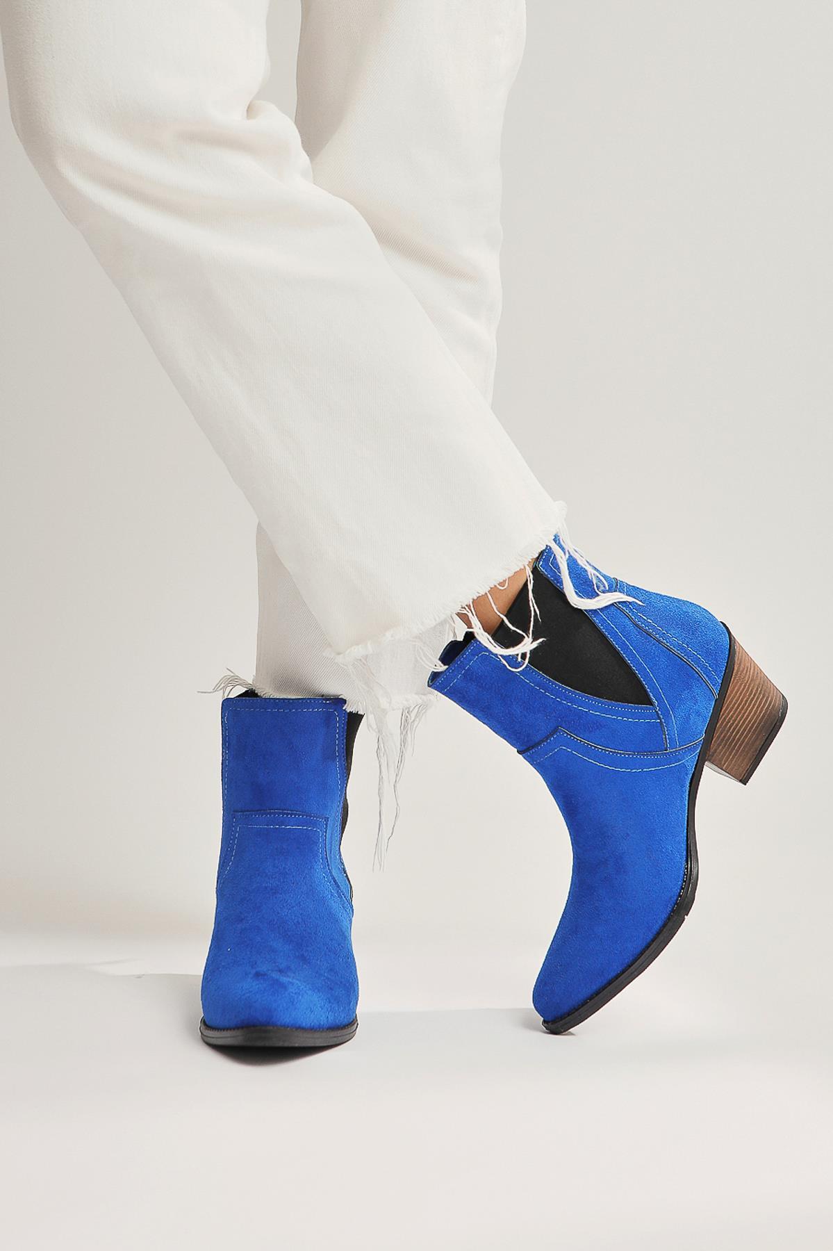 Anna-Sarah Blue Suede Western Boots