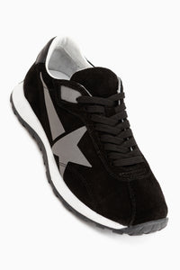 Genuine Leather Polly Black Suede Star Detailed Women’s Sneakers
