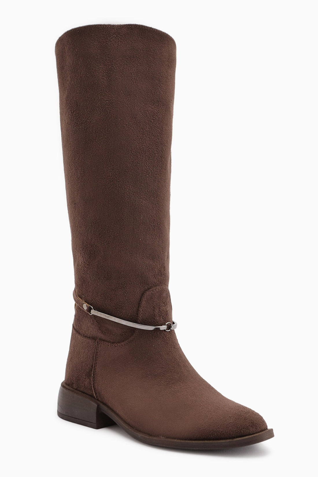 Zeina Coffee Suede Buckled Women's Boots