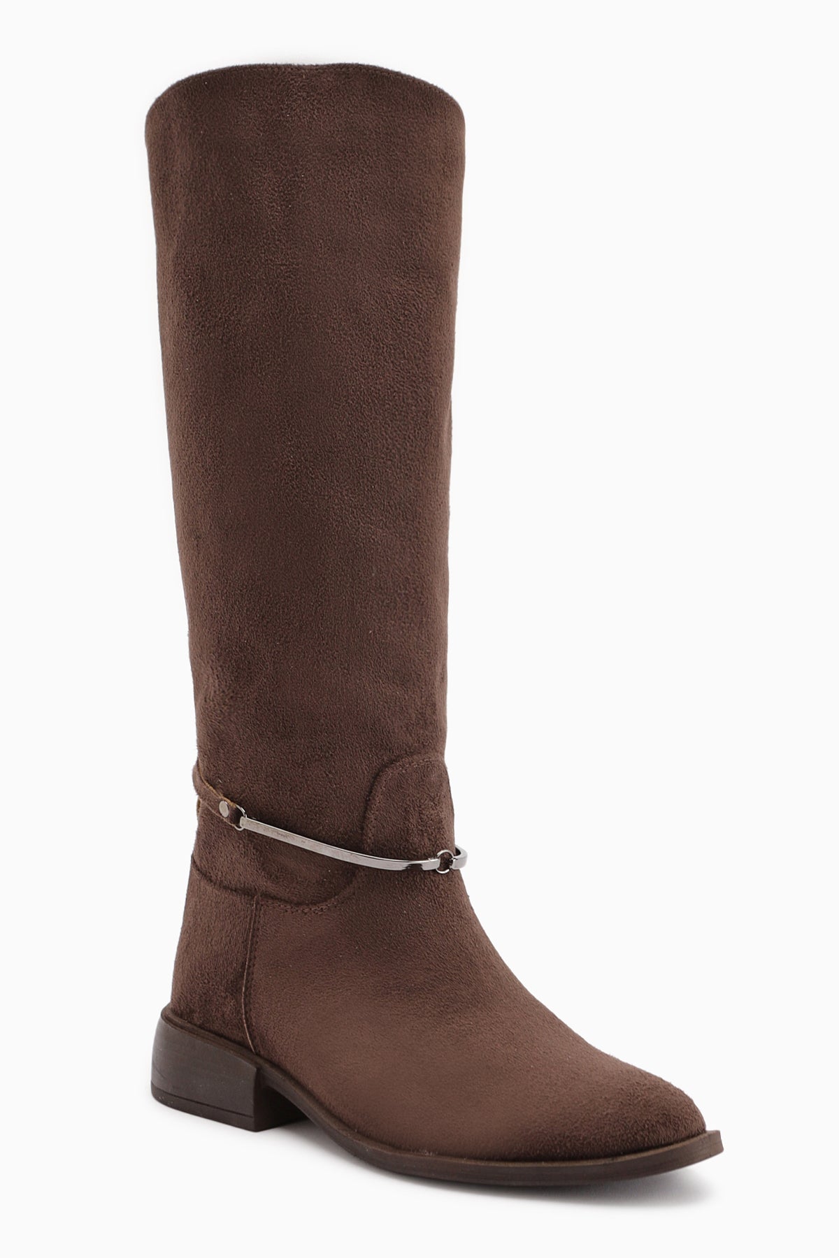 Zeina Coffee Suede Buckled Women's Boots