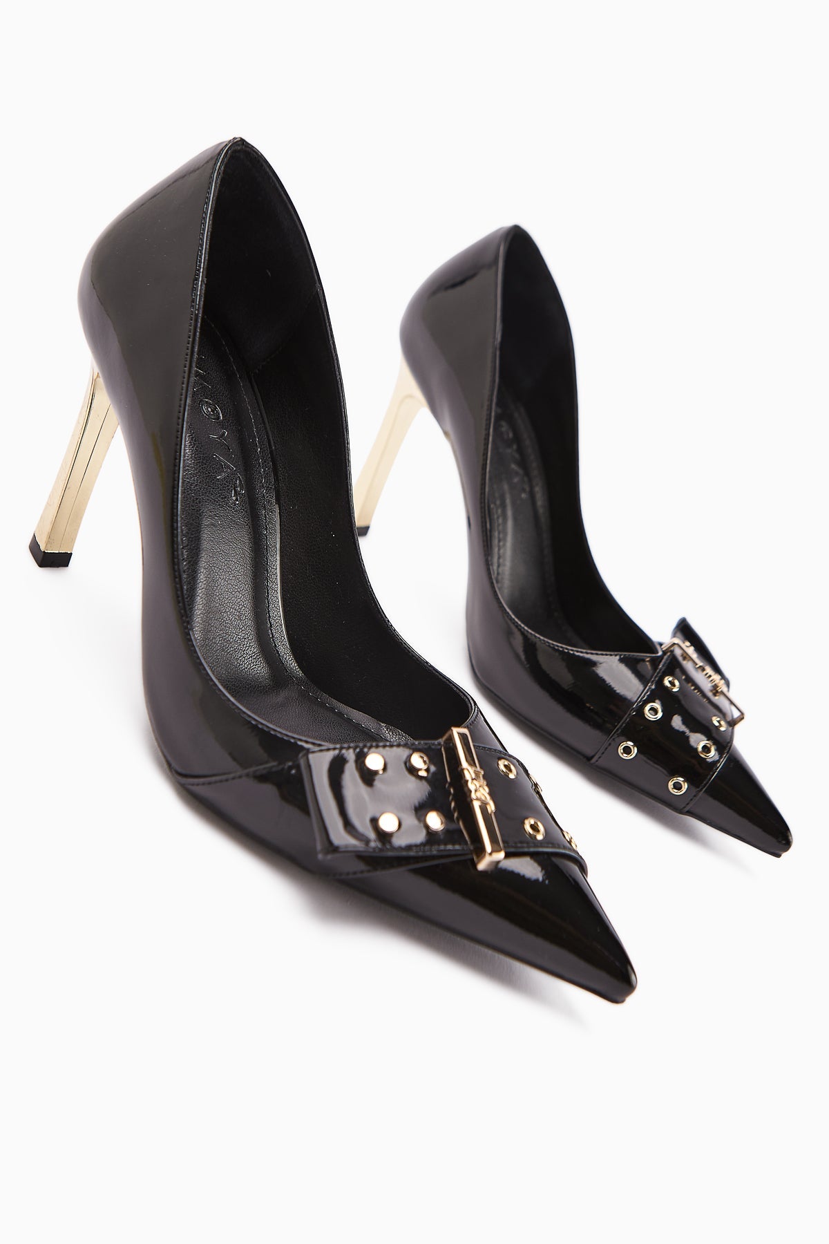Sven Black Patent Leather Detailed Women's High Heel Shoe