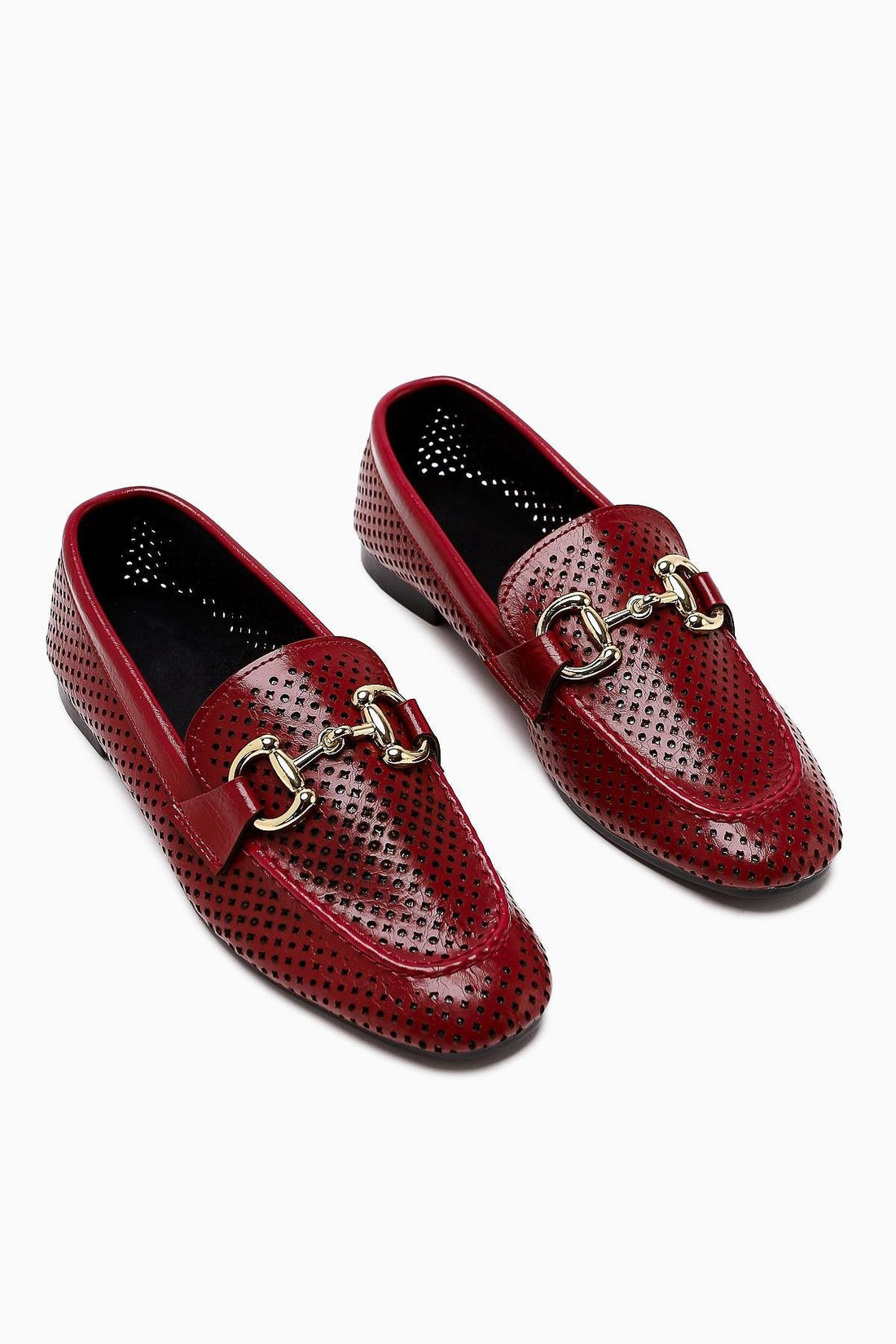 Gazali Claret Red Buckled Women's Ballerinas