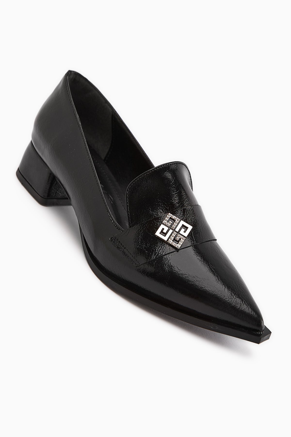 Jaklin Black Pointed Toe Low Heel Women's Shoes