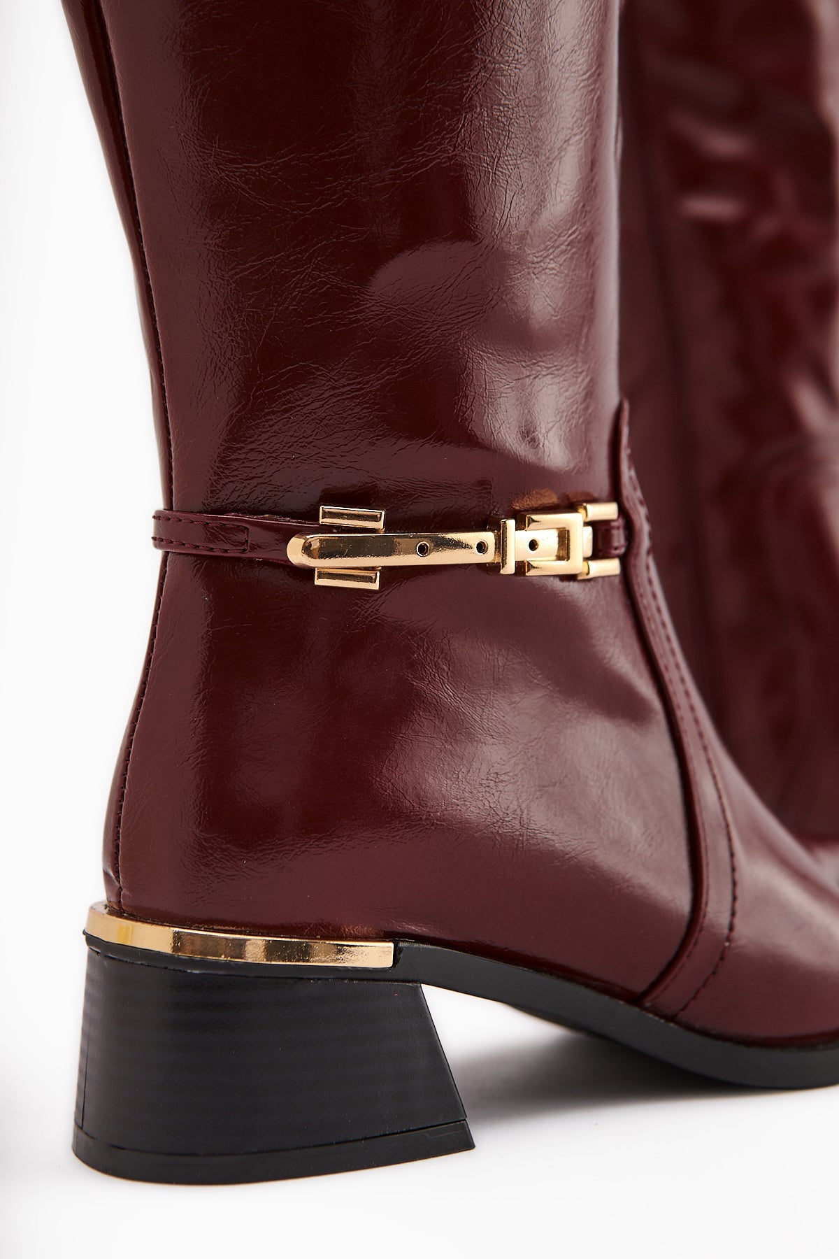 Kamilla Burgundy Buckle Detailed Women's Boot