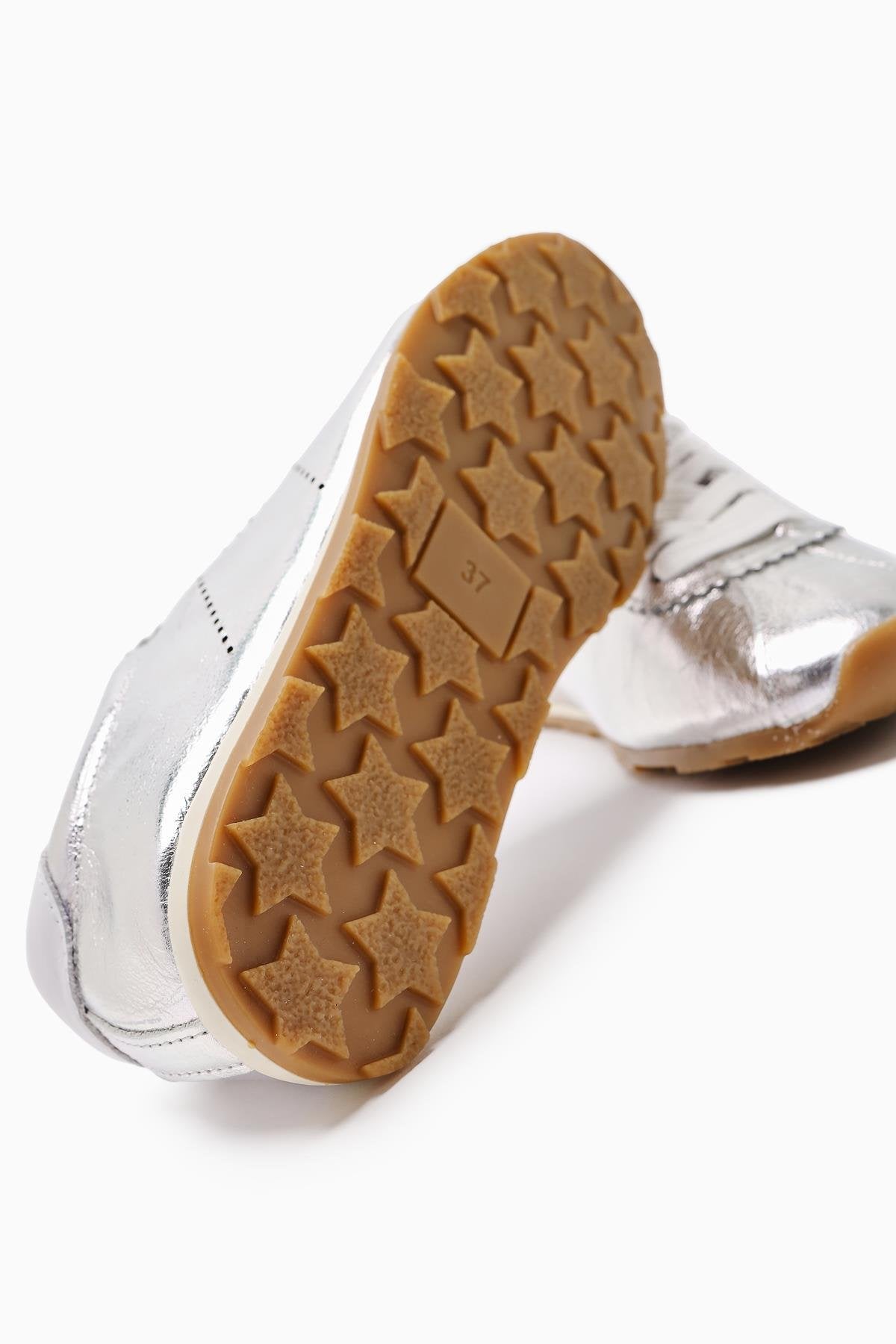 Genuine Leather Alisa Gold Laced Casual Women's Shoes