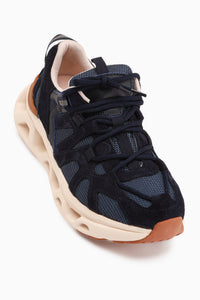 Echtes Leder Raisa Marineblau Wildleder Netz Detail Damen Sneaker