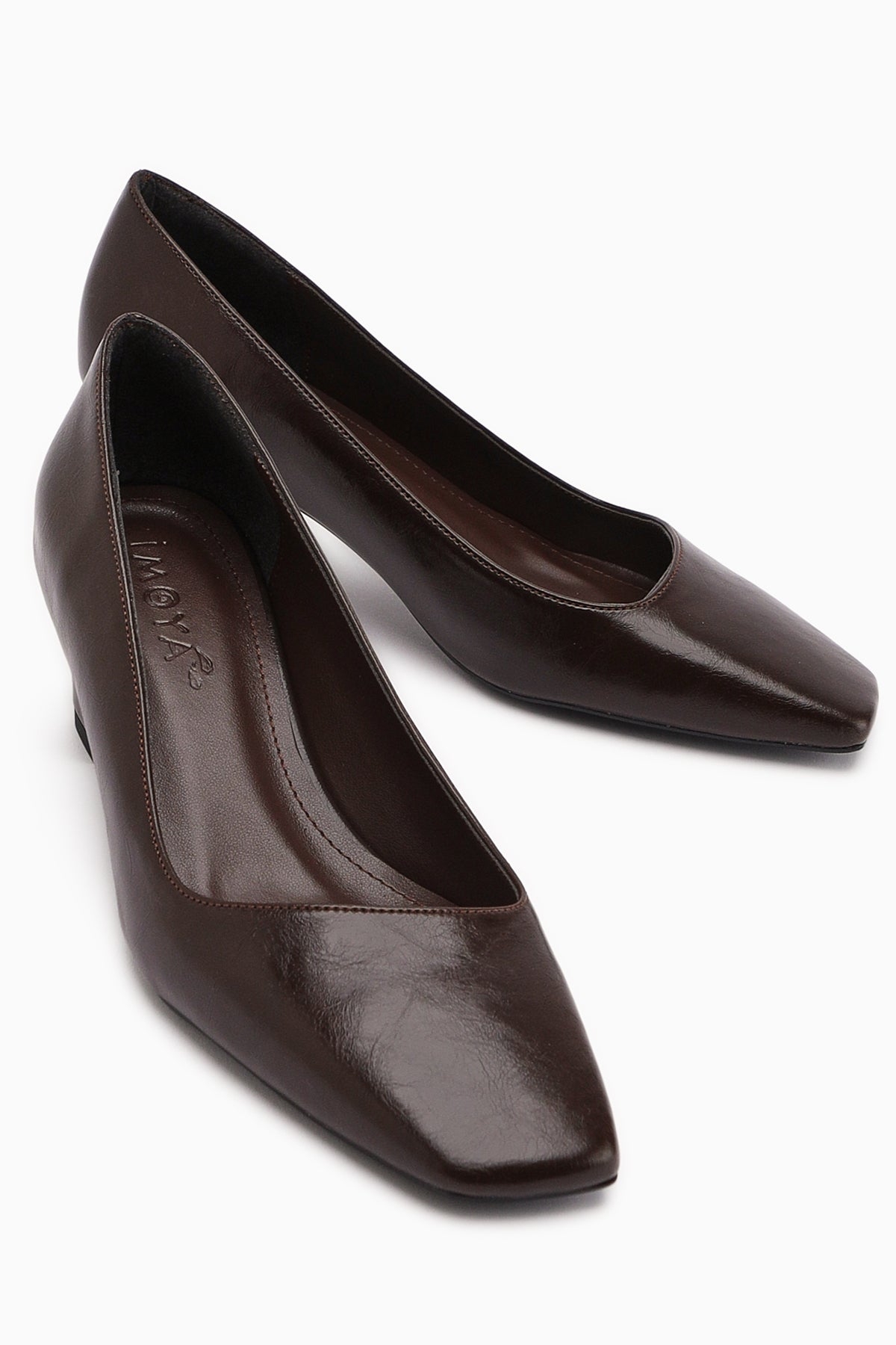 Jelina Coffee Chunky Heeled Women's Shoes