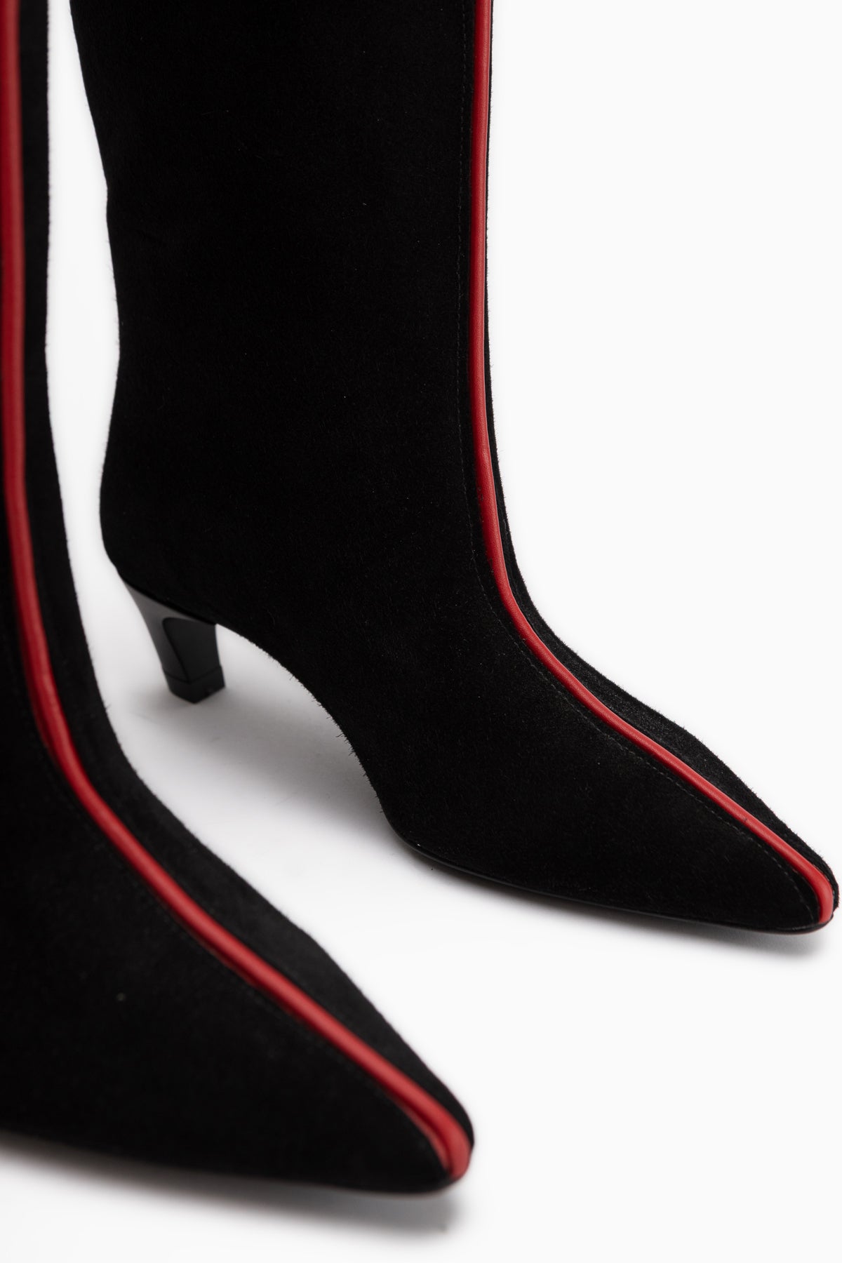 Gena Echtes Leder Schwarz Wildleder Kurze Absatz Damen Stiefel