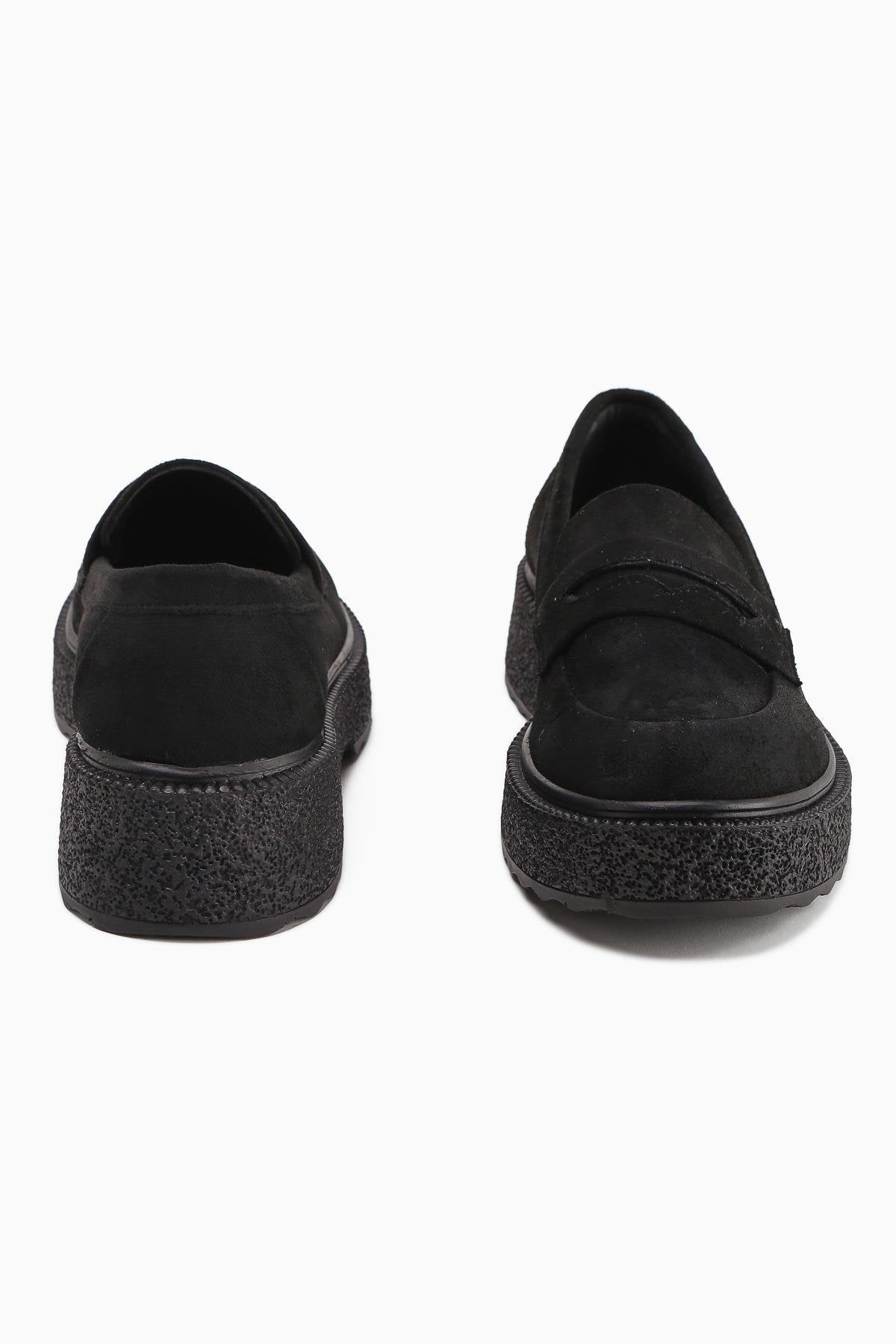 Bojan Schwarzes Wildleder Dicke Sohle Damen Freizeitschuh