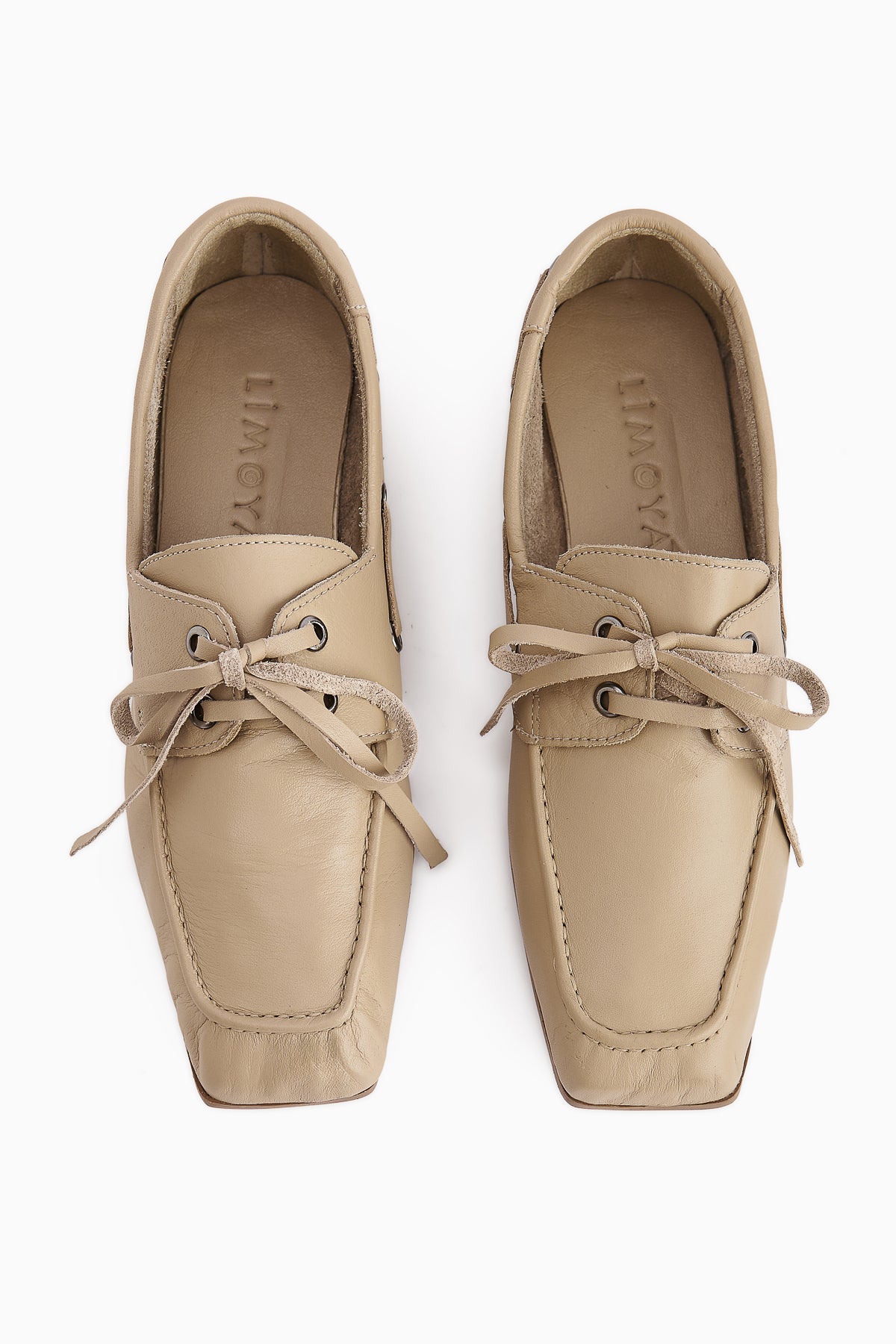 Arian Genuine Beige Leather Lace-Up Moccasin Daily Loafer
