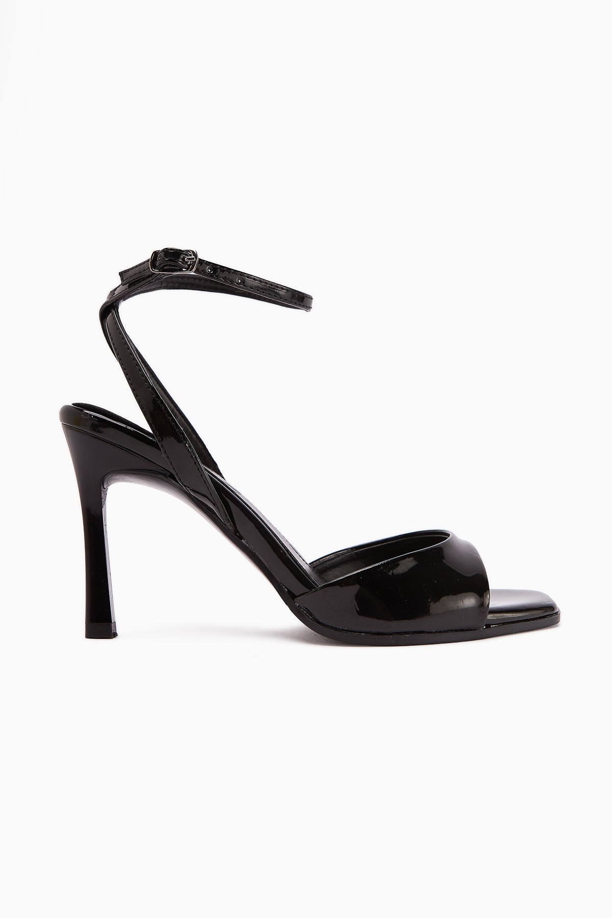 Nova Black Patent Leather Ankle Strap Stiletto Women's Shoe