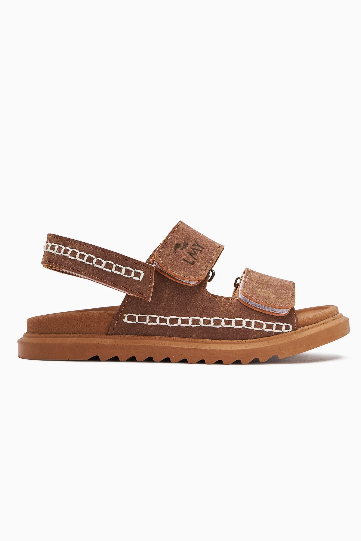 Sanna Damen Sandale in Taba mit Stickerei Detail und Klettverschluss