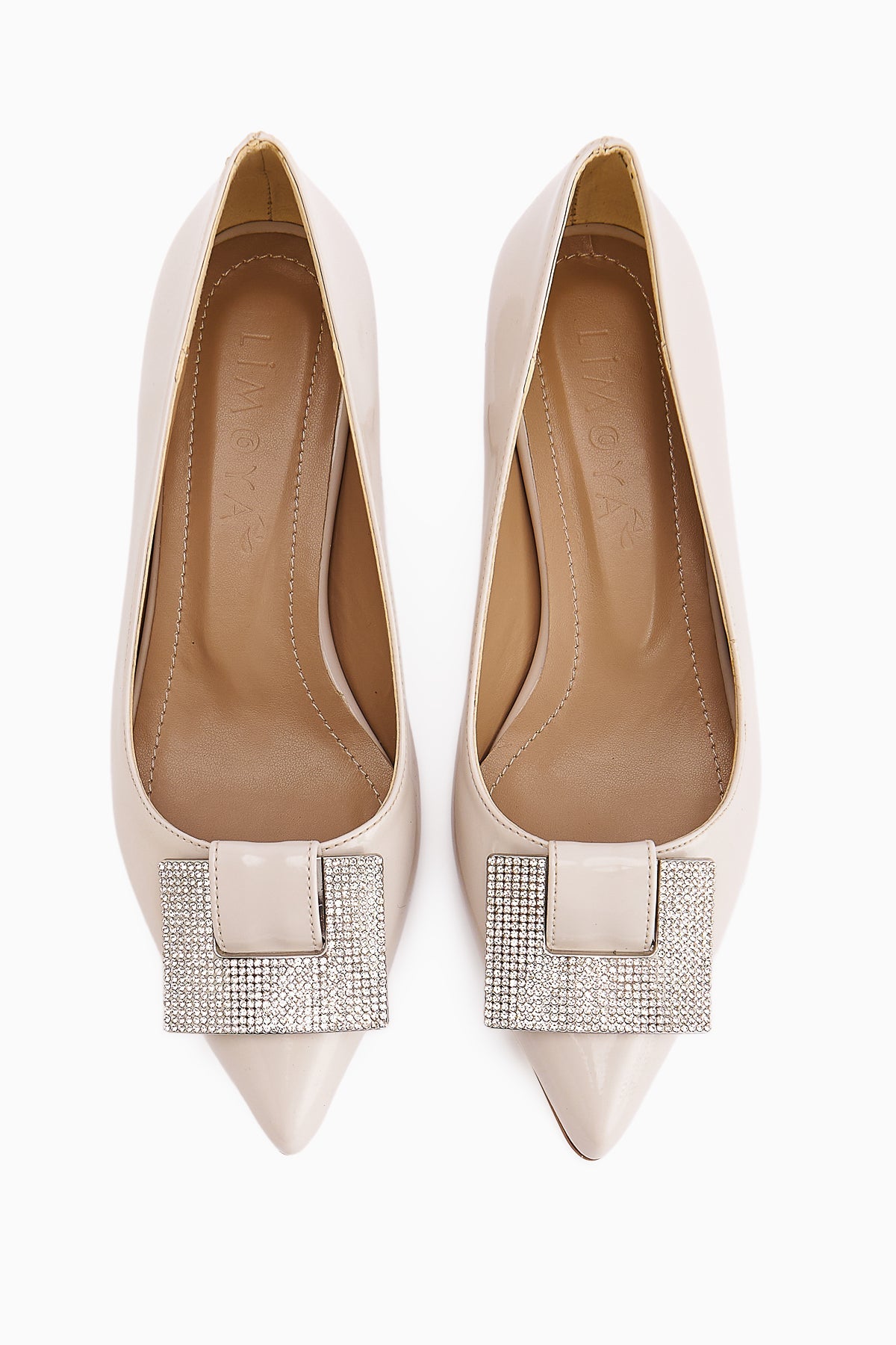 Lini – Nude Patent Buckle-Detail Low-Heel Shoe (Women)