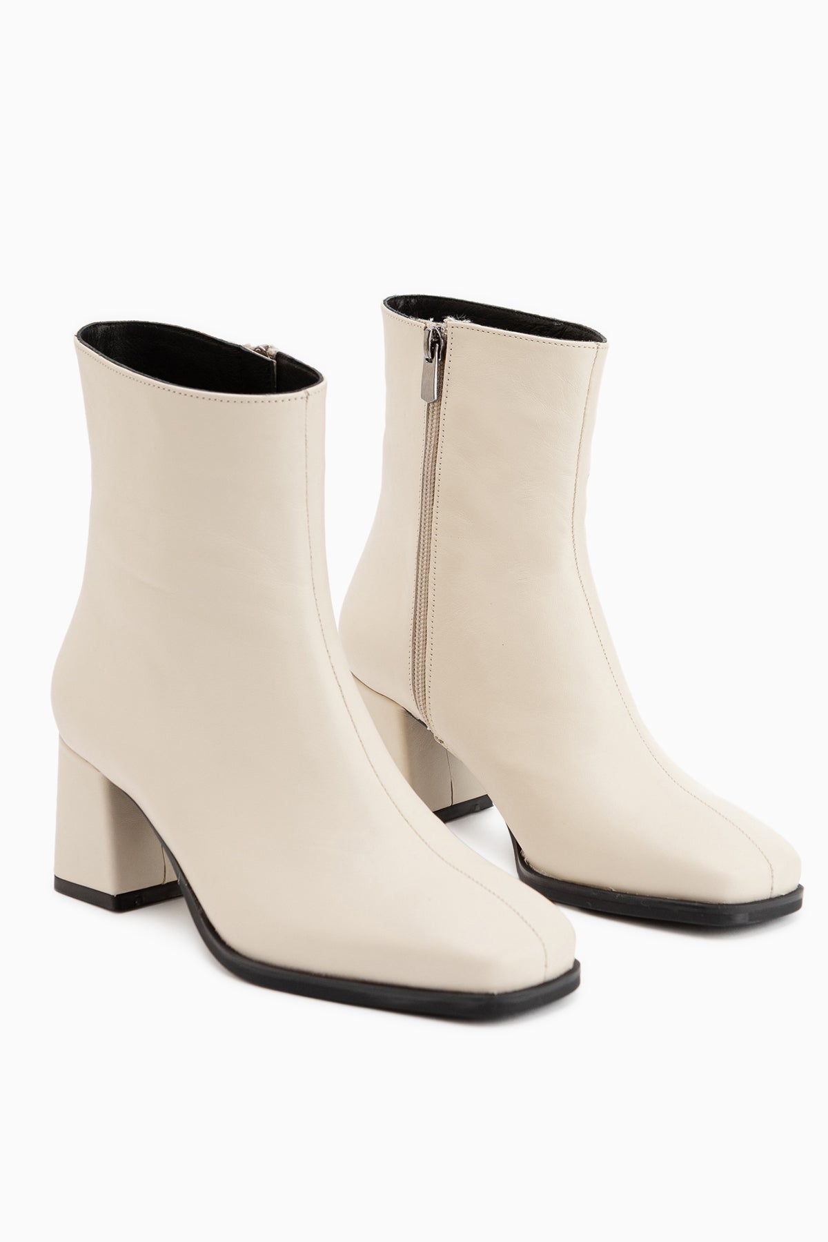 Margot Beige Quadratzehen Damen Stiefel