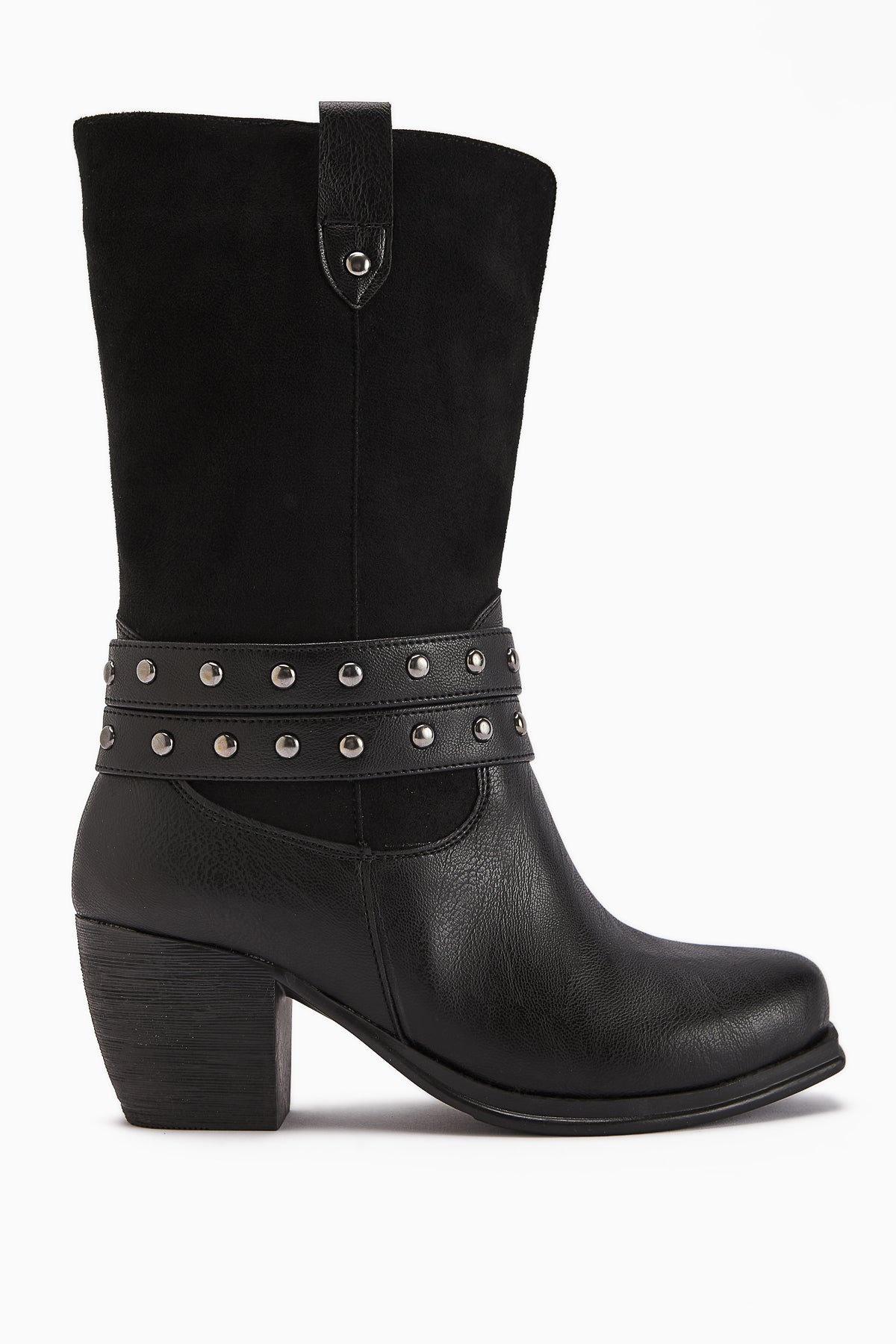 Catrin Black Studded Heeled Women's Boot
