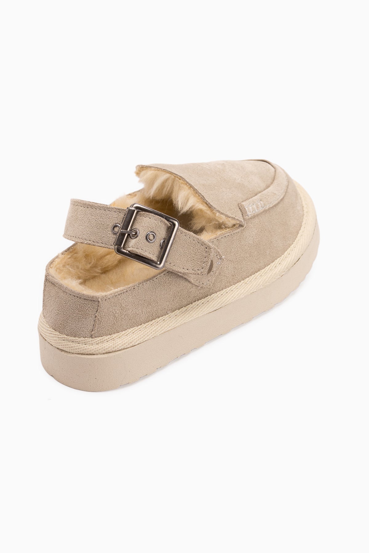 Cathy Beige Wildleder Fell Damen Pantoletten