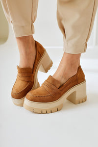 Chanpen Mink Suede Buckle Detail Platform Casual Shoes