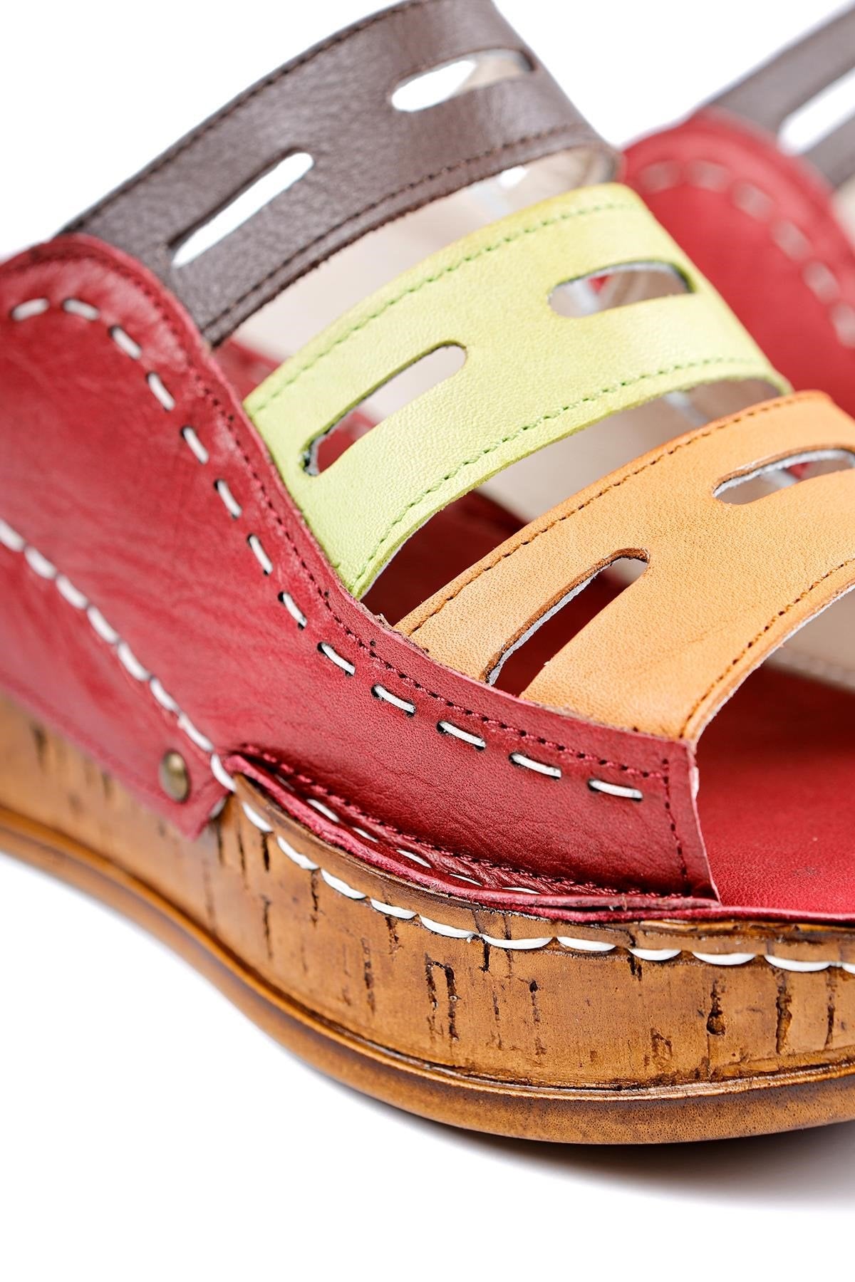 Genuine Leather Etta Green Laser Cut Slippers (Full Orthopaedic Slippers)